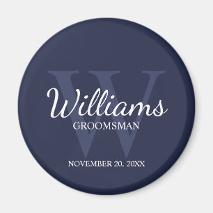 Navy Personalisiert Script Trauzeugen Name&Monogra Magnet