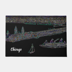 Navy Pier Chicago 1920er Jahre Neon Art Windy City Fußmatte