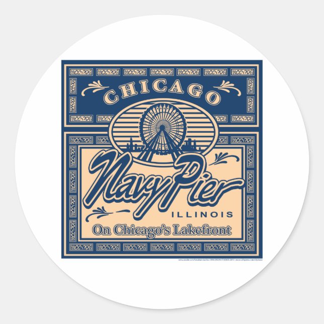 Navy Pier Chicago Runder Aufkleber (Vorderseite)