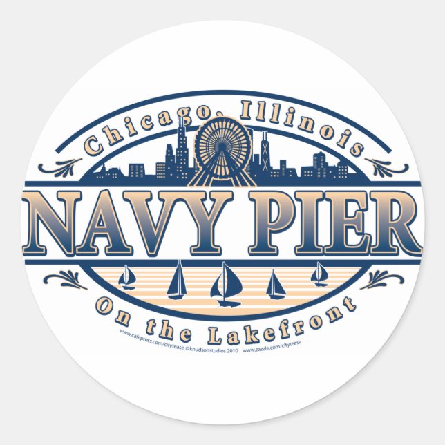 Navy Pier Chicago Runder Aufkleber (Vorderseite)