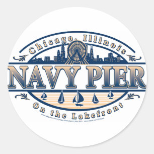 Navy Pier Chicago Runder Aufkleber