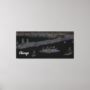 Navy Pier From Lake Chicago 1920's neon Art Leinwanddruck