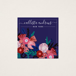 Navy Pink Floral Curring Earring Display Card