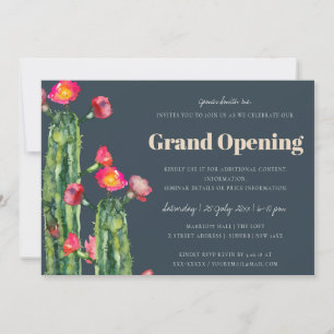 NAVY PINK FLORAL DESERT CACTI FAUNA GRAND ÖFFNUNG EINLADUNG