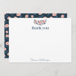Navy Pink Garden Blume Custom Brautparty Dankeskarte