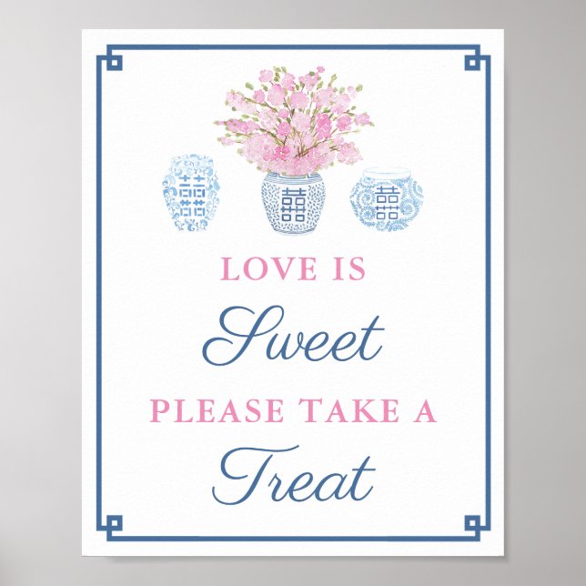Navy Pink Liebe ist süß nehmen eine Leckerei Braut Poster (Vorne)