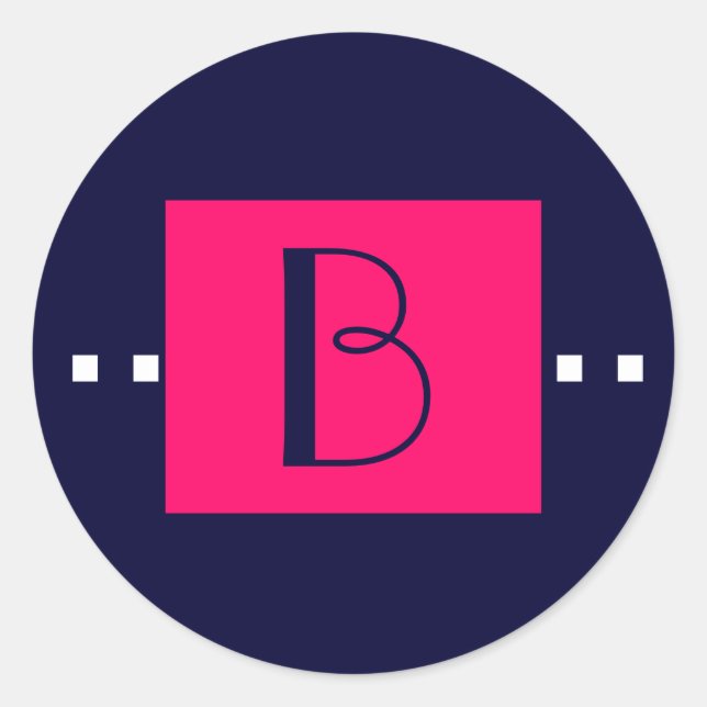 Navy Pink Monogram B Wedding Stickers (Vorderseite)