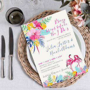 Navy Pink Tropischer Wilder Wald Probedinner Einladung
