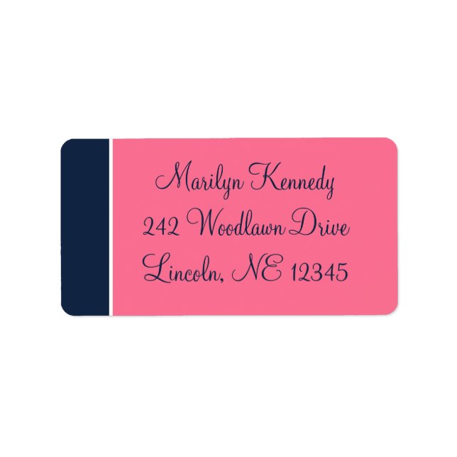 Navy, Pink, White Address Label Adressaufkleber (Vorne)