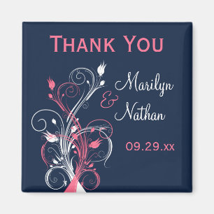 Navy Pink White Floral Gastgeschenk Hochzeit Magne Magnet