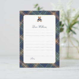 Navy Plaid Teddy Bear Time Capsule Card Einladung
