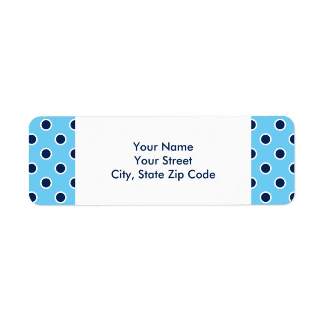 Navy Polka Dots auf Sky Blue Adressetiketten (Vorne)