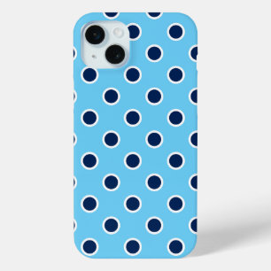 Navy Polka Dots on Bright Blue iPhone 15 Mini Hülle