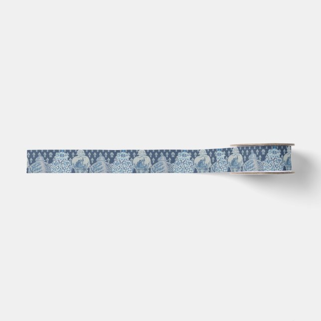 Navy Quilt Chinoiserie Ginger Jar  Ripsband (Vorderseite)