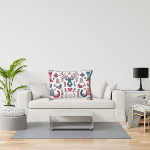 Navy Red Christmas Scandinavian Folk Art Design Dekokissen