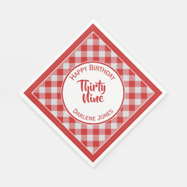 Navy Red Gingham Karos Pattern Birthday Party Serviette