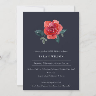 NAVY RED GREEN ROSE FLORAL GENDER REVEAL EINLADEN DANKESKARTE