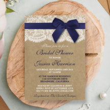 Navy Ribbon on Kraft & Lace Brautparty