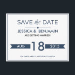 Navy Ribbon Save the Date Postkarte<br><div class="desc">Navy Ribbon Save the Date Postkarte</div>