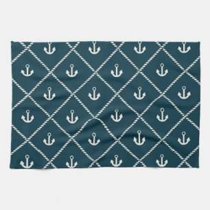 Navy Rope and Anchor Muster Geschirrtuch