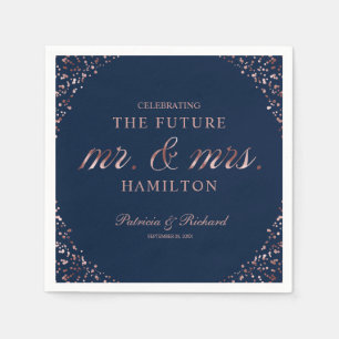 Navy Rose Gold Future Mr. und Mrs. Engagement Part Serviette