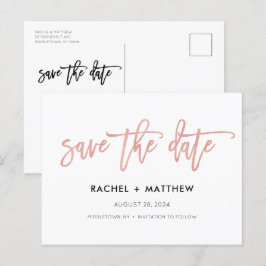 Navy & Rose Gold Glam Chic Save the Date Postkarte