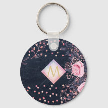 Navy Rosegold Monogram Gips Girl Floral Pink