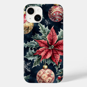 Navy Rot Gold Weihnachtsstern Weihnachtsmuster Case-Mate iPhone 14 Hülle