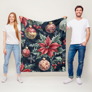 Navy Rot Gold Weihnachtsstern Weihnachtsmuster Fleecedecke