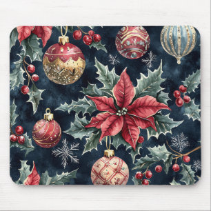 Navy Rot Gold Weihnachtsstern Weihnachtsmuster Mousepad