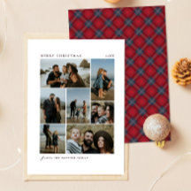 Navy Rot Tartan Weihnachten Familie 7 Foto Collage