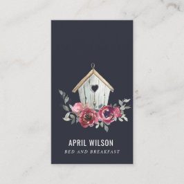 NAVY ROTE ROSE FLORAL WOOD ZUHAUSE BLEIBE BED FRÜH VISITENKARTE