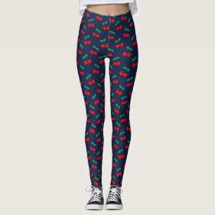 Navy & Rote Süße Sommerrote Kirschen Leggings