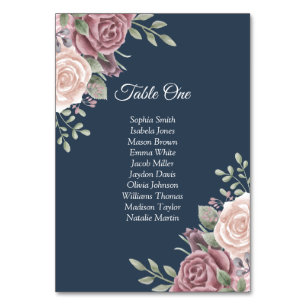 Navy Rustic Boho Dusty Rose Tischnummer