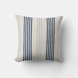 Navy Schiefer Ticking Streifen Leinen Struktur Kissen
