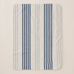 Navy Schiefer Ticking Streifen Leinen Struktur Sherpadecke