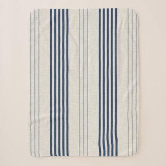 Navy Schiefer Ticking Streifen Leinen Struktur Sherpadecke