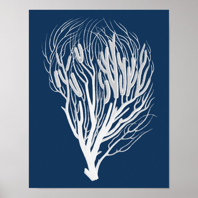 Navy Sea Coral #7 Stranddekor Kunst Poster (Vorne)