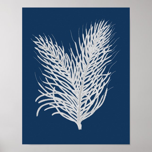 Navy Sea Coral #8 Coastal Dekorationsmauer Poster (Vorne)