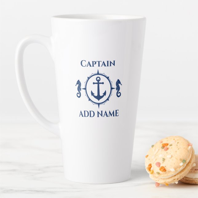 Navy Seepferd & Ankername oder Schiff 2 Sieben gro Milchtasse (Beispiel)