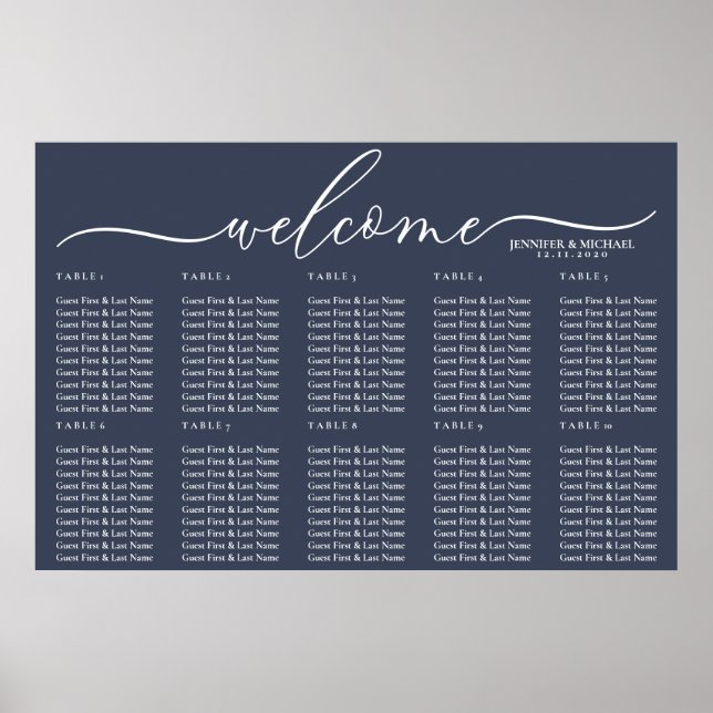 Navy Signature Celebration Welcome Seating Table Poster (Vorne)