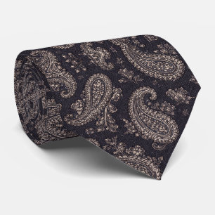 Navy-Silber-Paisleymuster Krawatte
