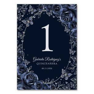 Navy Silber Quinceanera Tischnummer