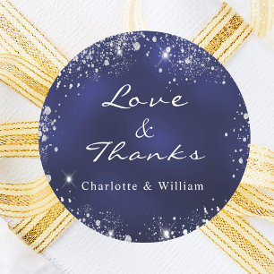 Navy Silber Vielen Dank für Ihre Hochzeit Runder Aufkleber