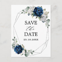 Navy Silver Champagne Elfenbeinische Rose Save the