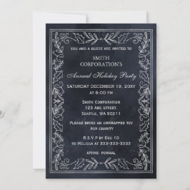 Navy Silver Elegante Corporate Holiday Party Einladung