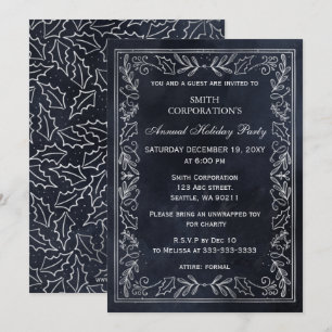 Navy Silver Elegante Corporate Holiday Party Einladung