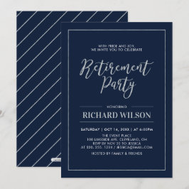 Navy & Silver Frame | Modernes Party für die Alter Einladung