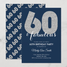 Navy Silver Glitzer 60 & Fabulous Geburtstagsparty