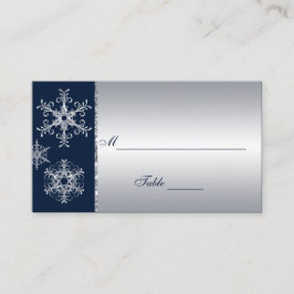 Navy Silver Glitzer Blick Schneeflocken Placecards Platzkarte